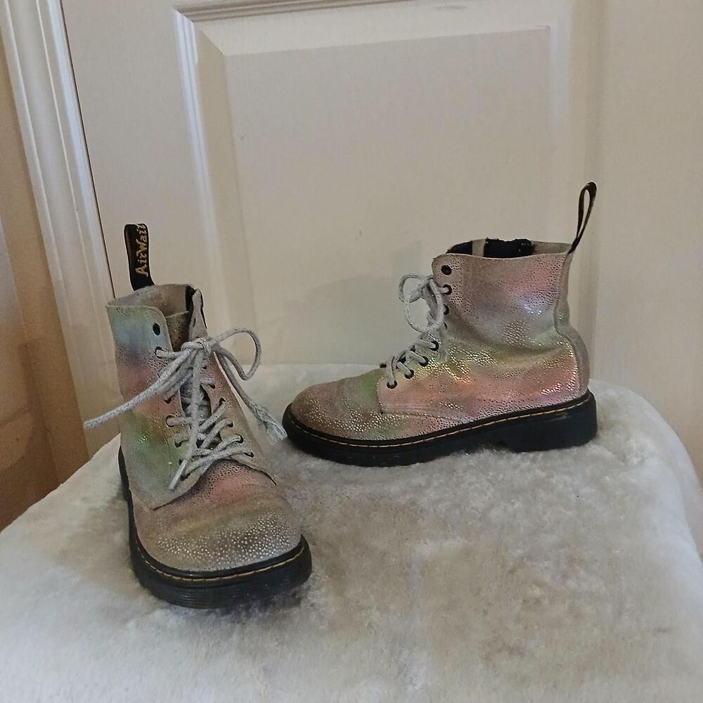 Dr. Martens 1460 Pascal J Rainbow Iridescent Boots Kids Size 3 Girly Gorpcore